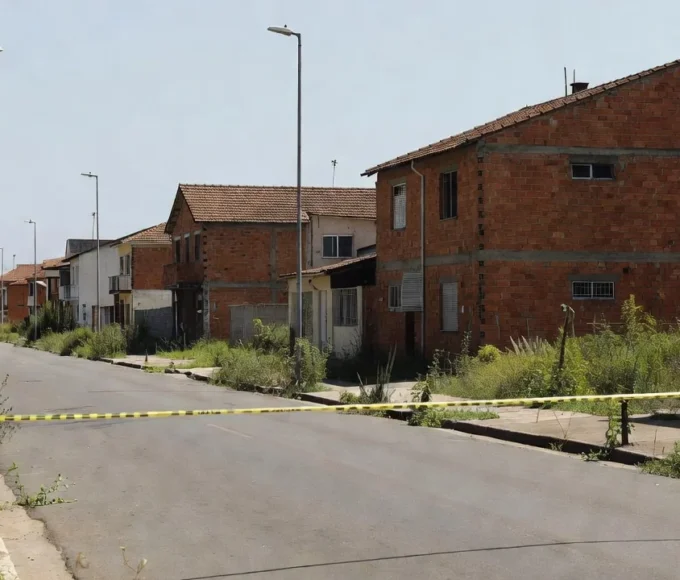 Rua no bairro Porto Madero com fita de isolamento policial após tentativa de homicídio