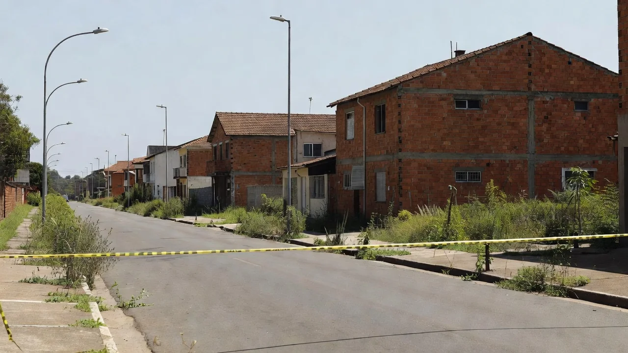 Rua no bairro Porto Madero com fita de isolamento policial após tentativa de homicídio